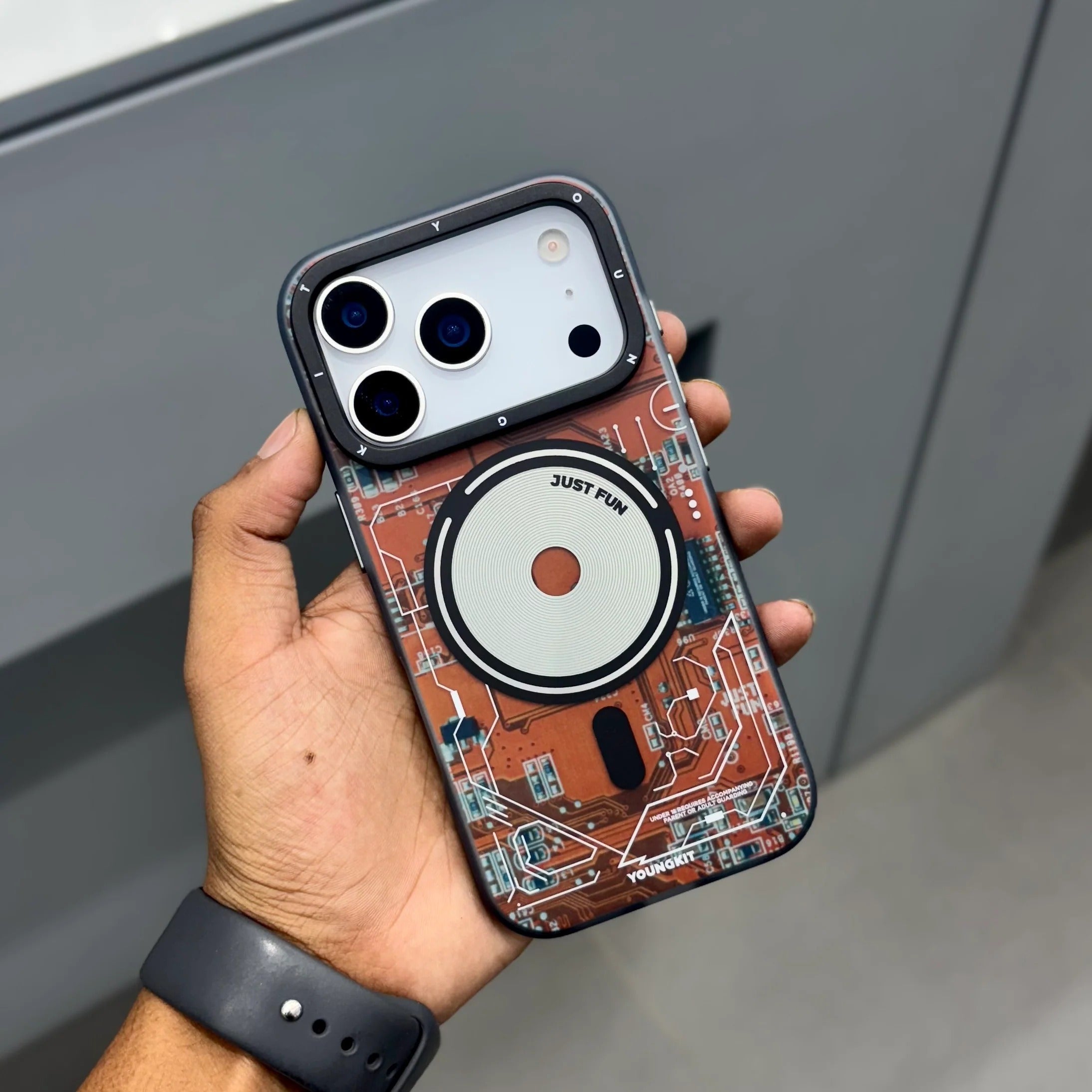 iPhone 17 Pro YOUNGKIT Case, Technology Series Matte Finish Magsafe Back Cover - Lava Orange