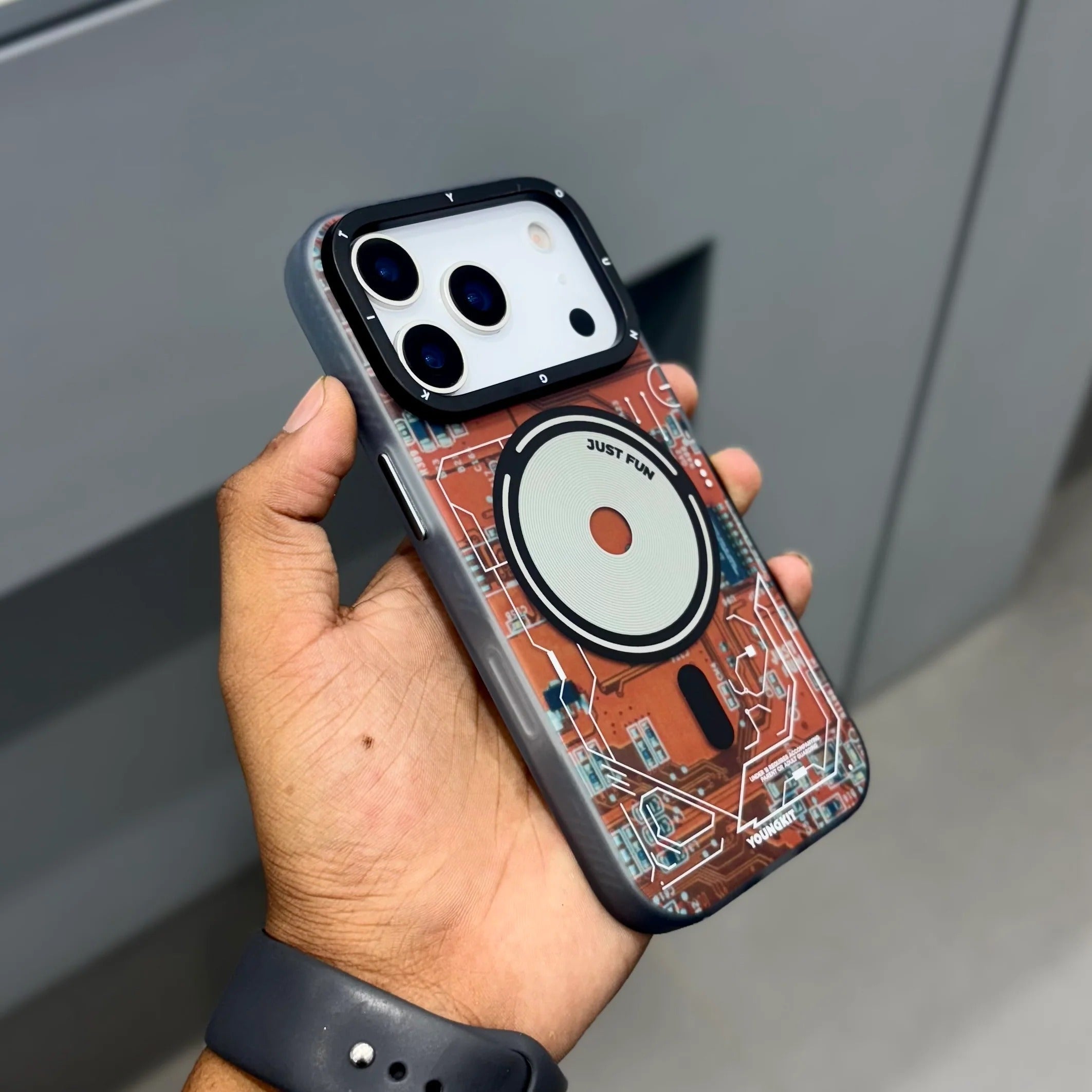 iPhone 17 Pro YOUNGKIT Case, Technology Series Matte Finish Magsafe Back Cover - Lava Orange