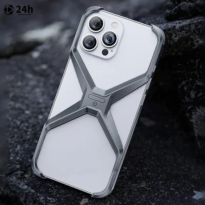 iPhone 16 Pro Rimless Metal Alloy Aluminum Bumper Case - Gray