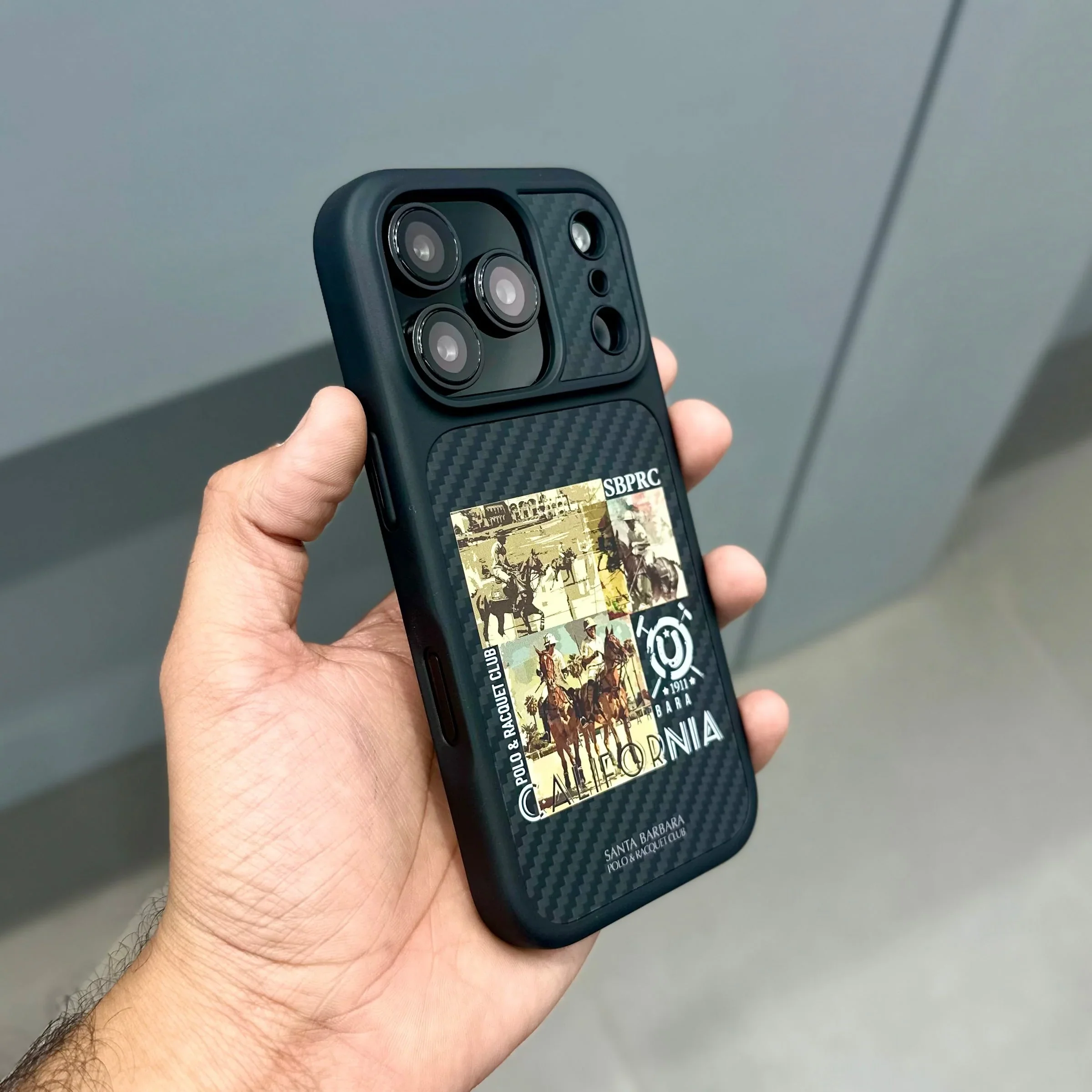 iPhone 17 Pro Carbon Case, Original Santa Barbara Elvis Series Carbon Back Cover - Black