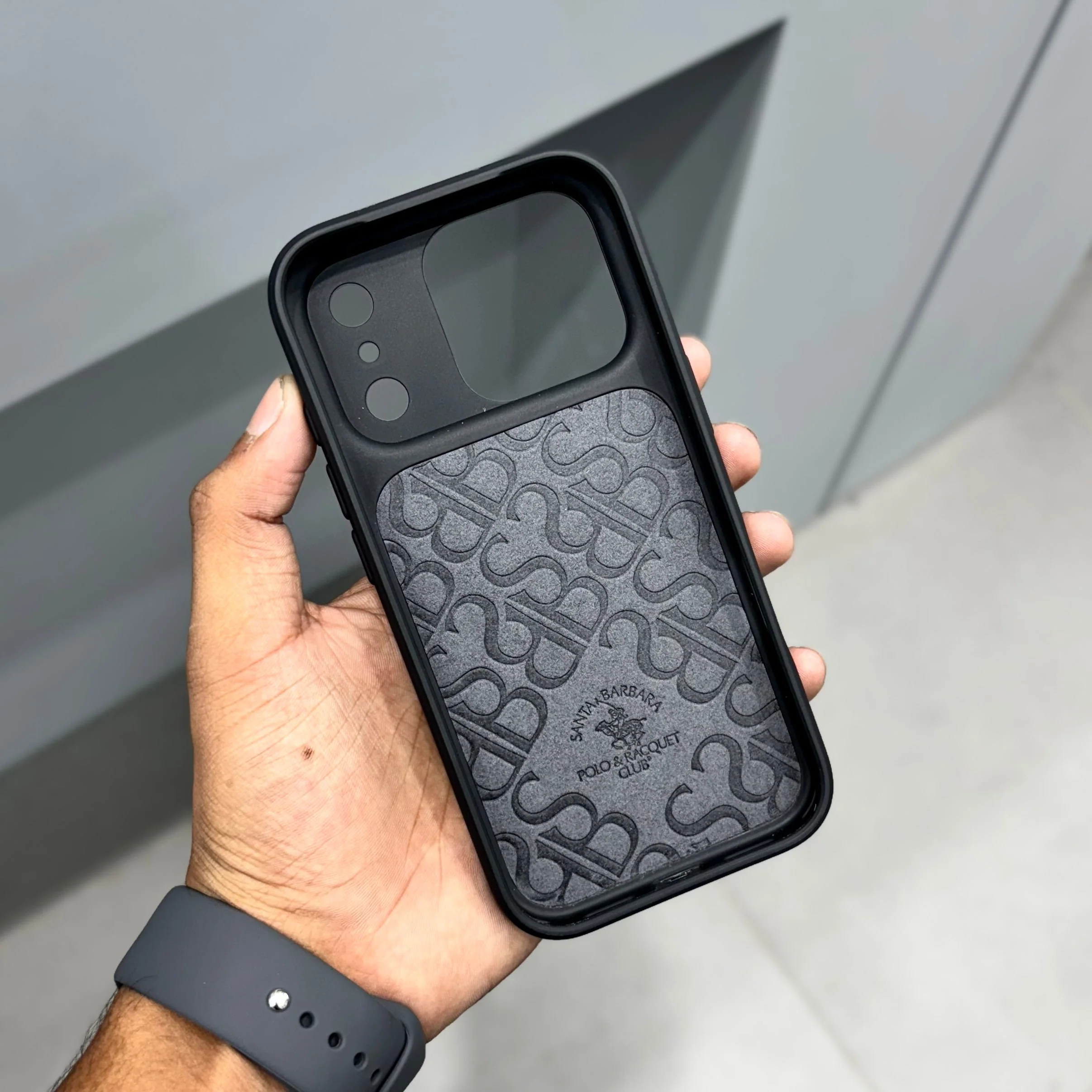 iPhone 17 Pro Leather Case, Original Santa Barbara Questa Series Leather Back Cover - Black