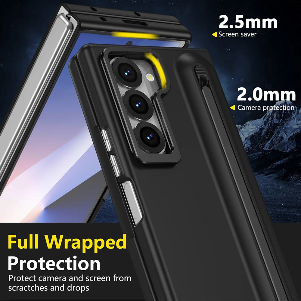 Samsung Galaxy Z Fold7 Skin Feel Case with Metal Stand, S Pen & Front Glass