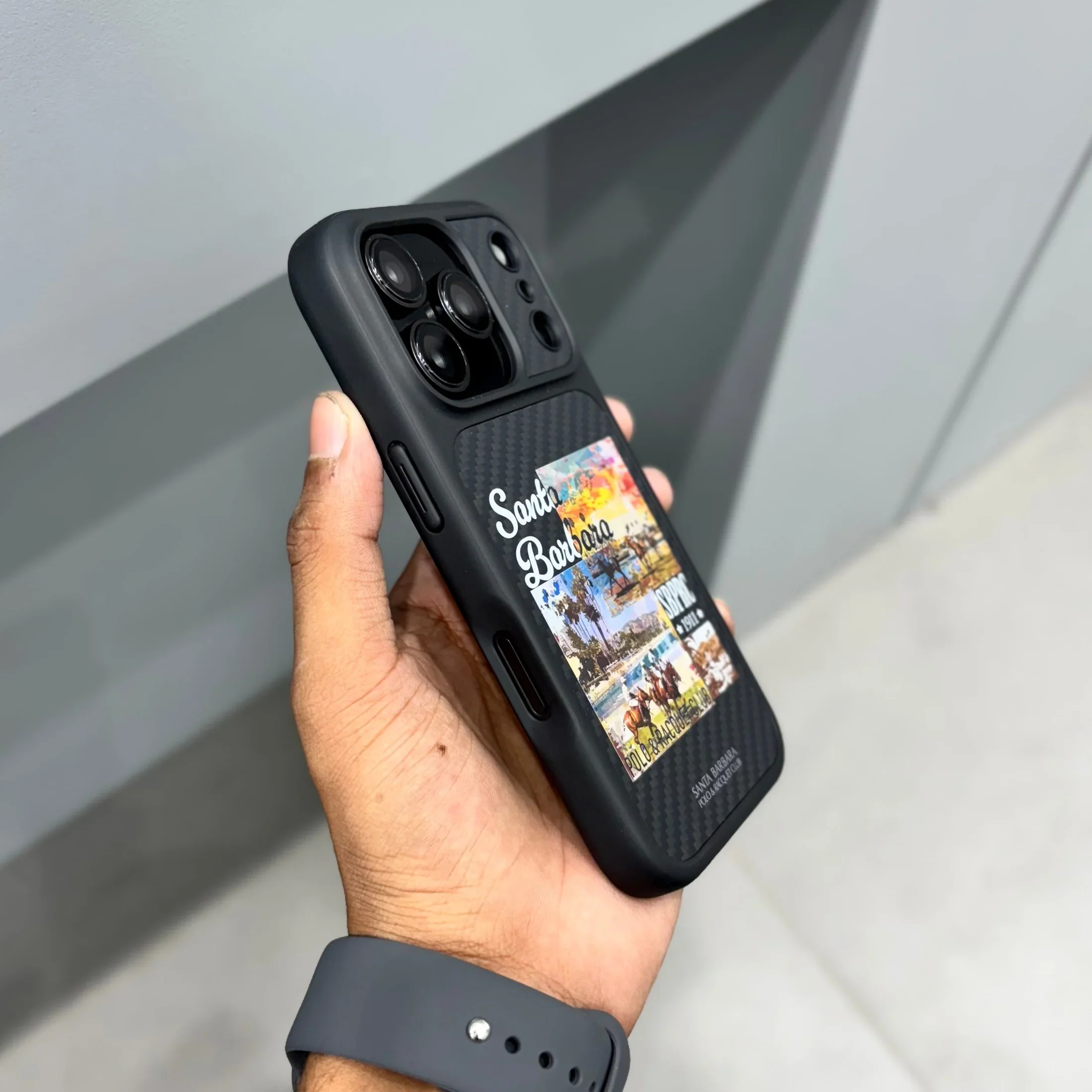 iPhone 17 Pro Max Carbon Case, Original Santa Barbara Elvis Series Carbon Back Cover - Black