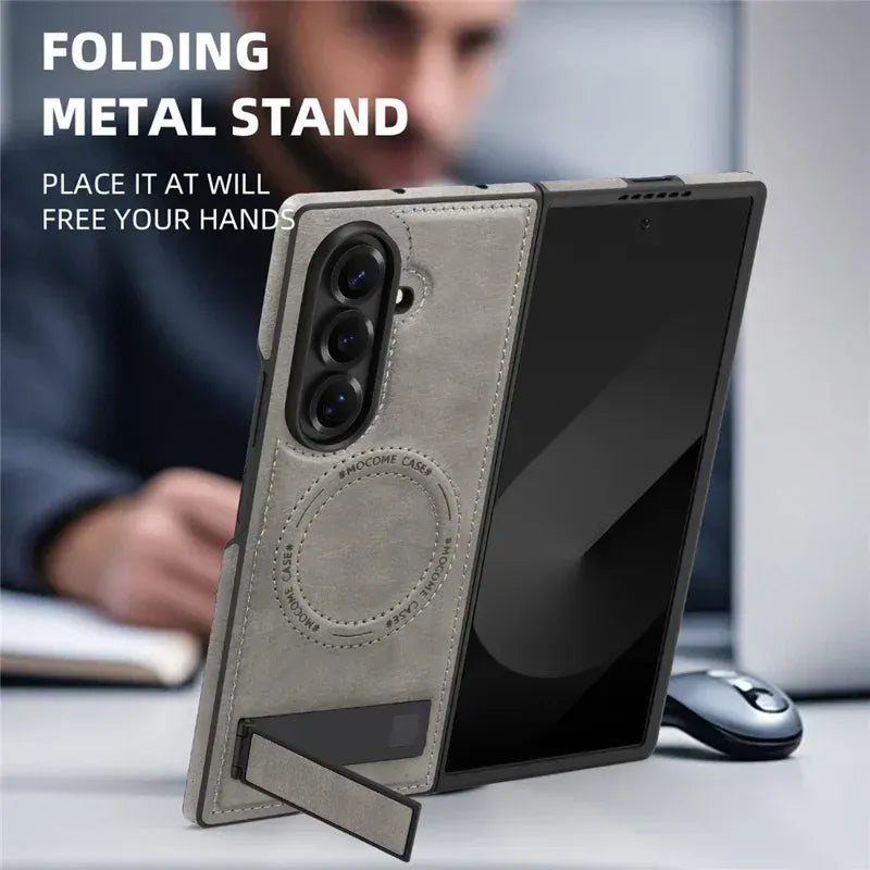 Samsung Galaxy Z Fold7 Leather Case with MagSafe & Kickstand