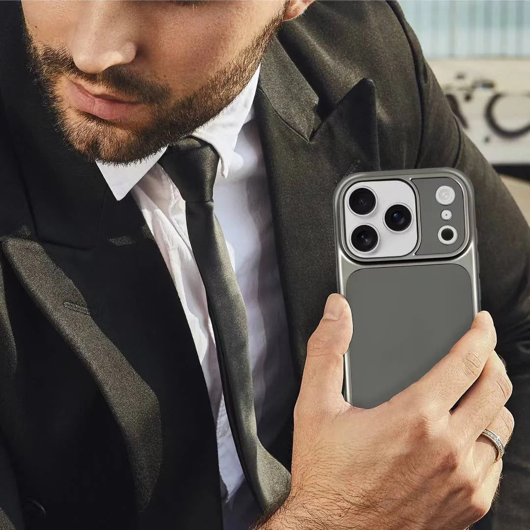 iPhone 17 Pro Leather Case, Original Santa Barbara Lucas Series Leather Back Cover - Gray