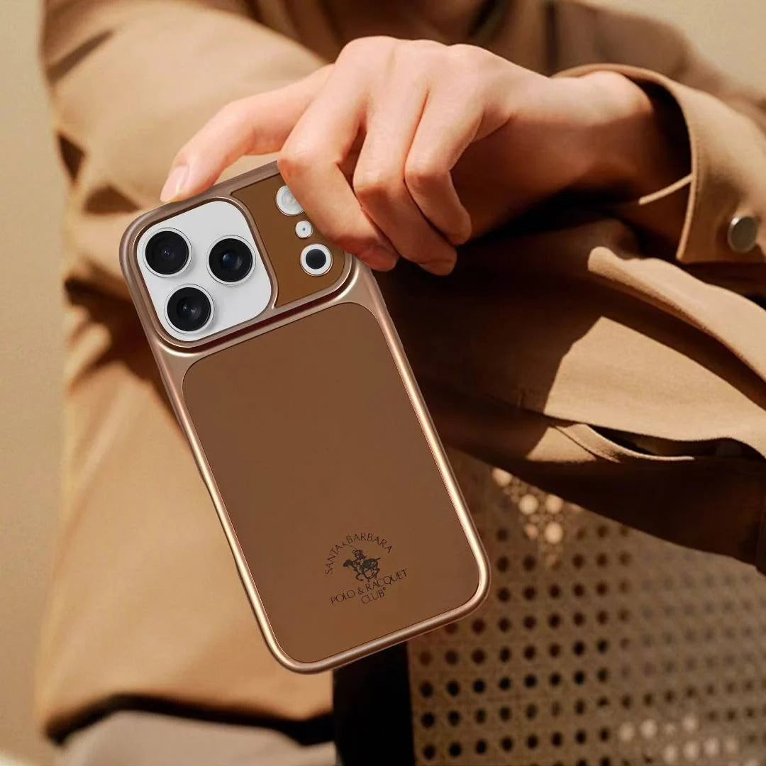 iPhone 17 Pro Max Leather Case, Original Santa Barbara Lucas Series Leather Back Cover - Brown