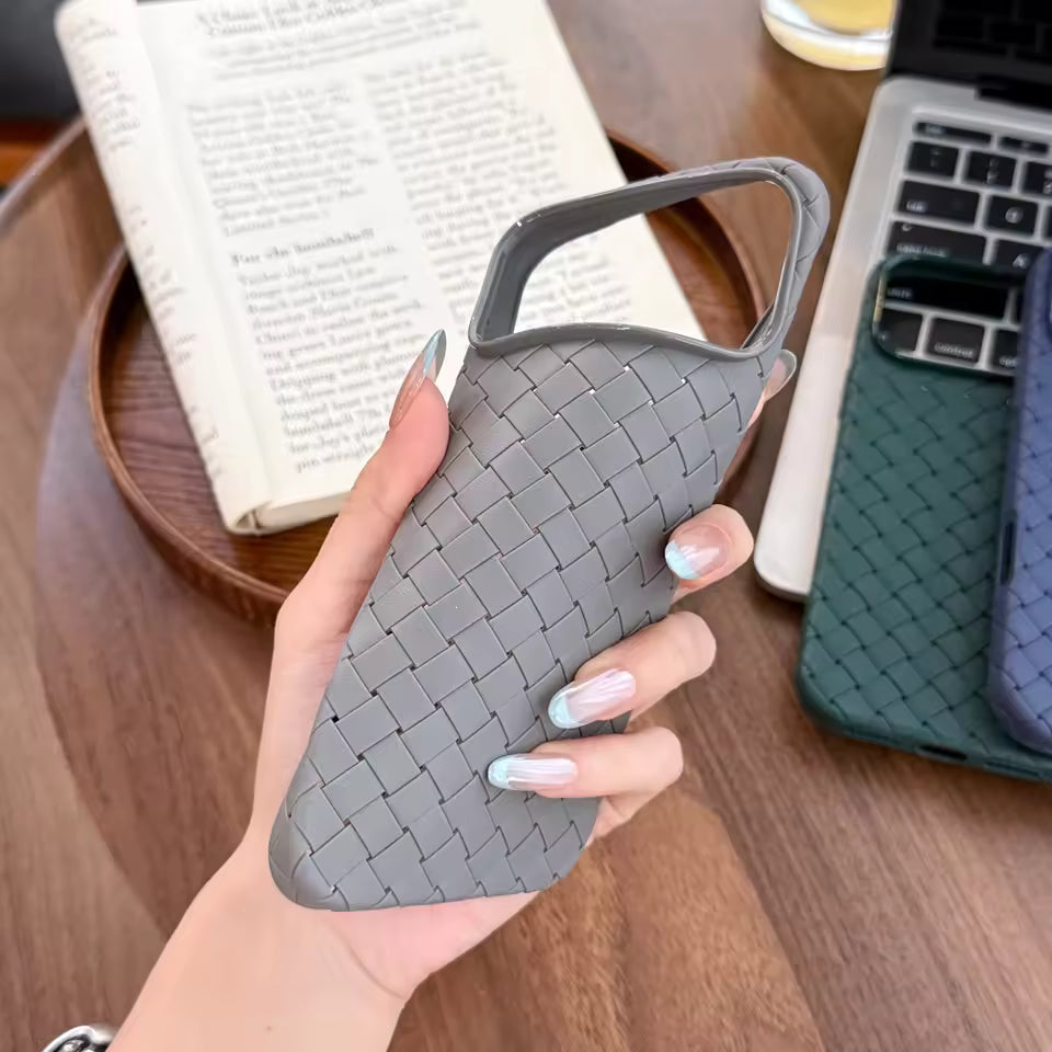 iPhone 17 Pro Max Luxury Weave Breathable Cooling Matte Soft Silicon Grid Case - Blue