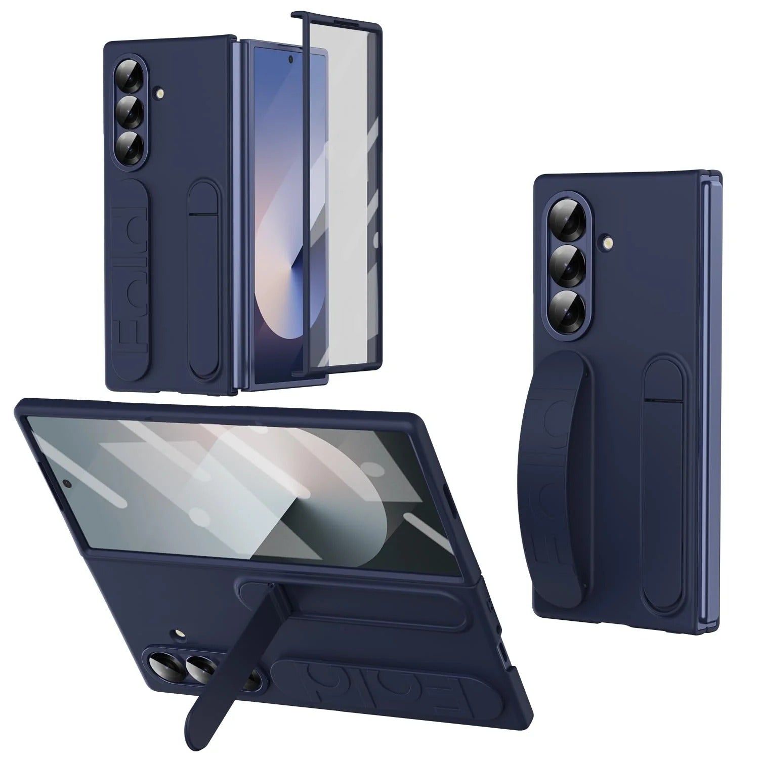 Samsung Z Fold8 Ultra Skin Feel Silicon Case with Kickstand & Band in Built Front Glass