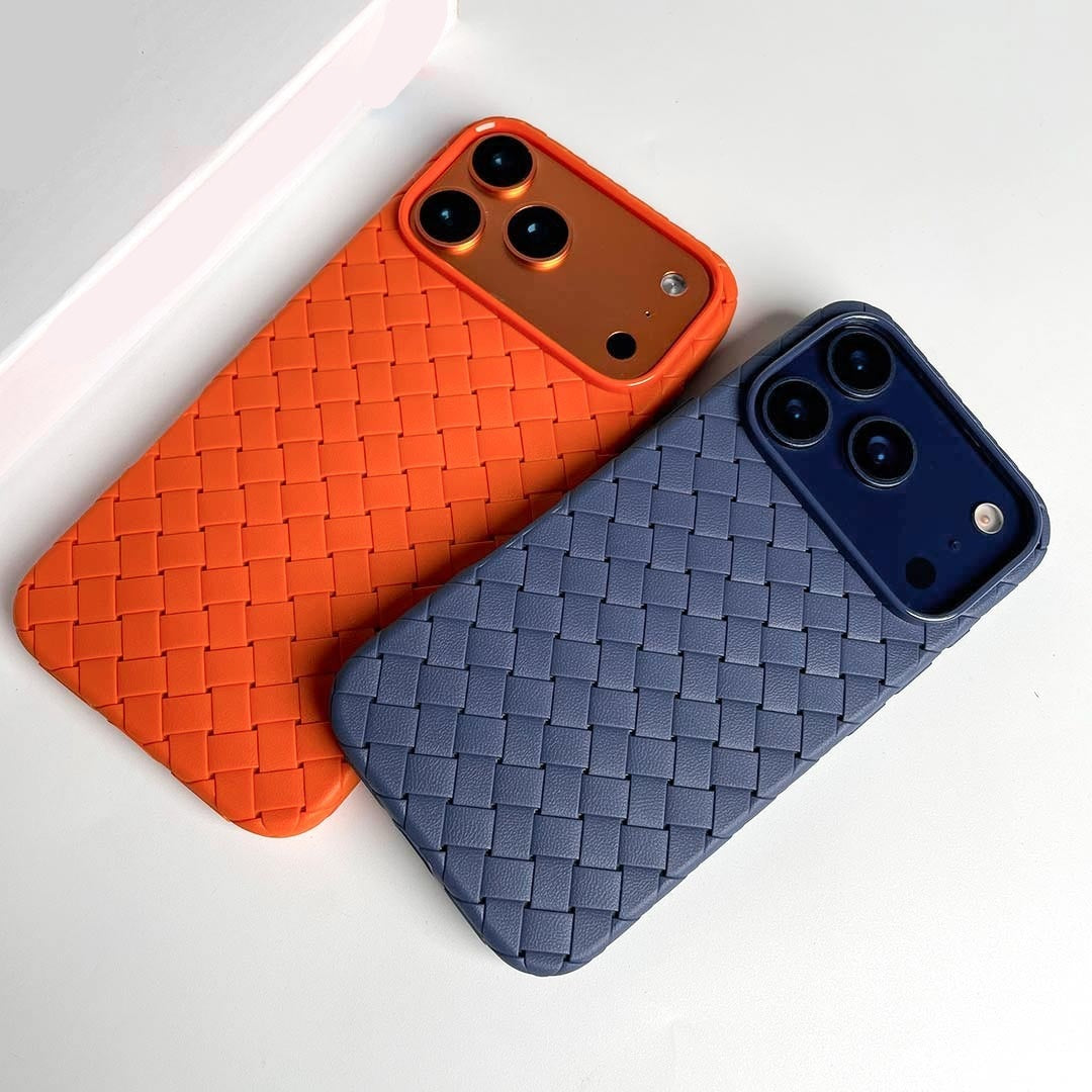 iPhone 17 Pro Luxury Weave Breathable Cooling Matte Soft Silicon Grid Case - Blue