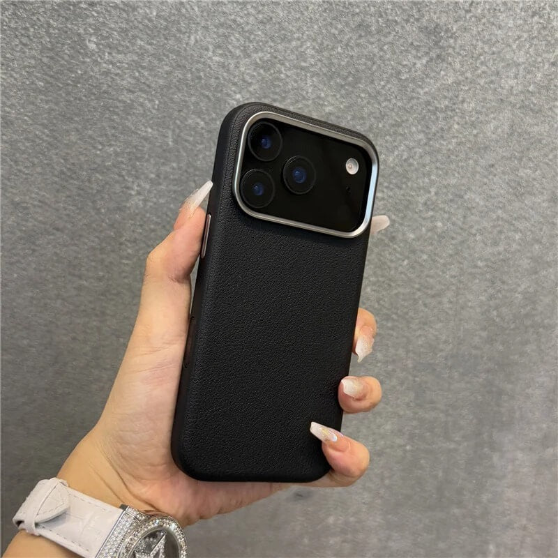 iPhone 17 Pro Business Style Leather Case with Camera Control Button - Black