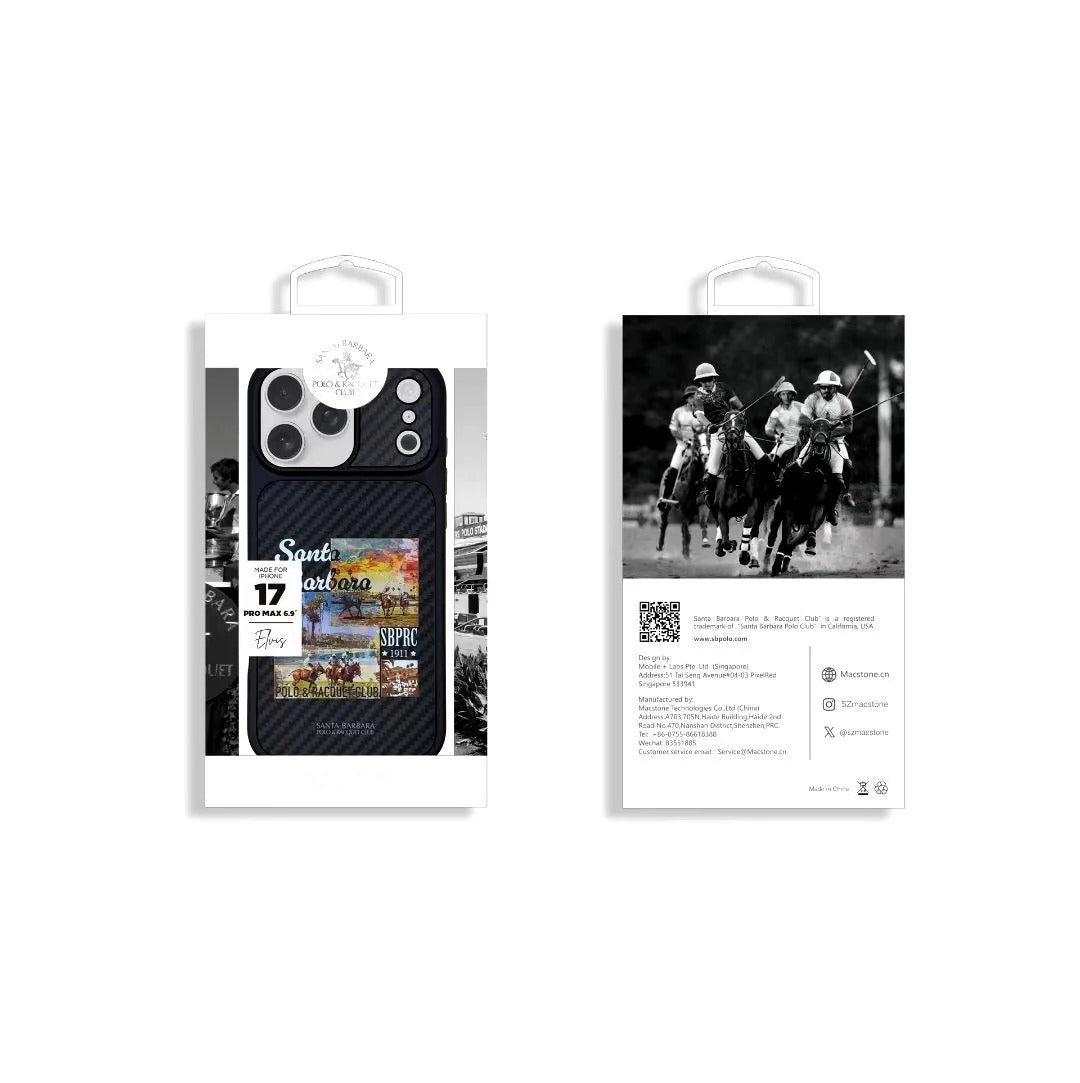 iPhone 17 Pro Carbon Case, Original Santa Barbara Elvis Series Carbon Back Cover - Black