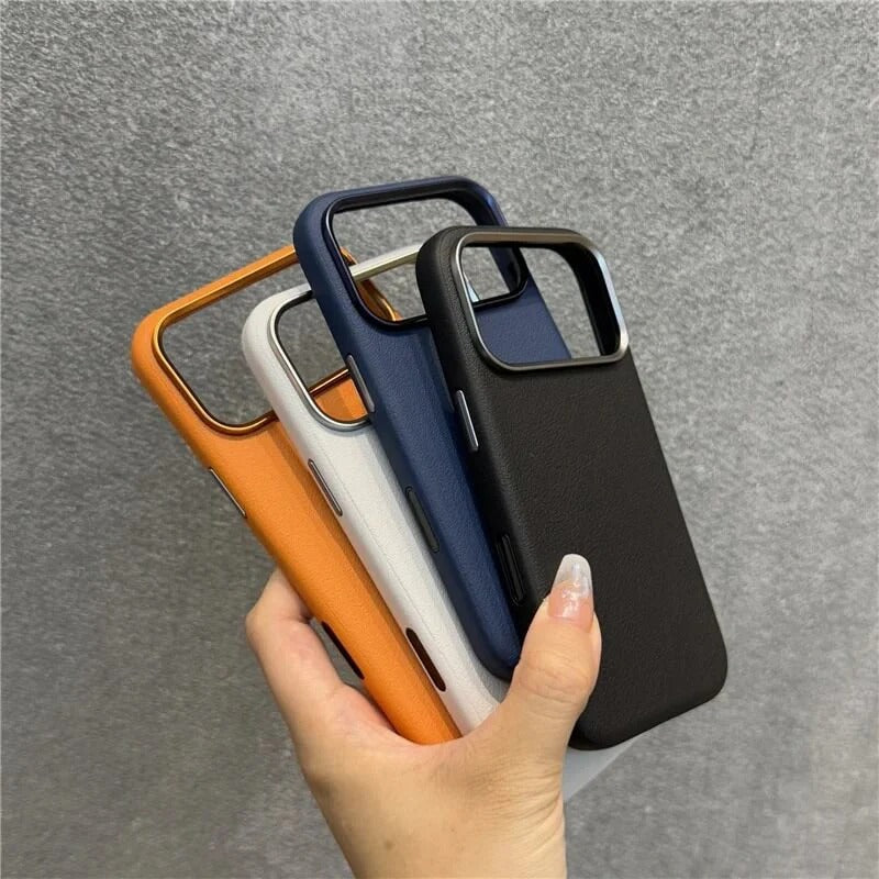 iPhone 17 Pro Business Style Leather Case with Camera Control Button - Blue