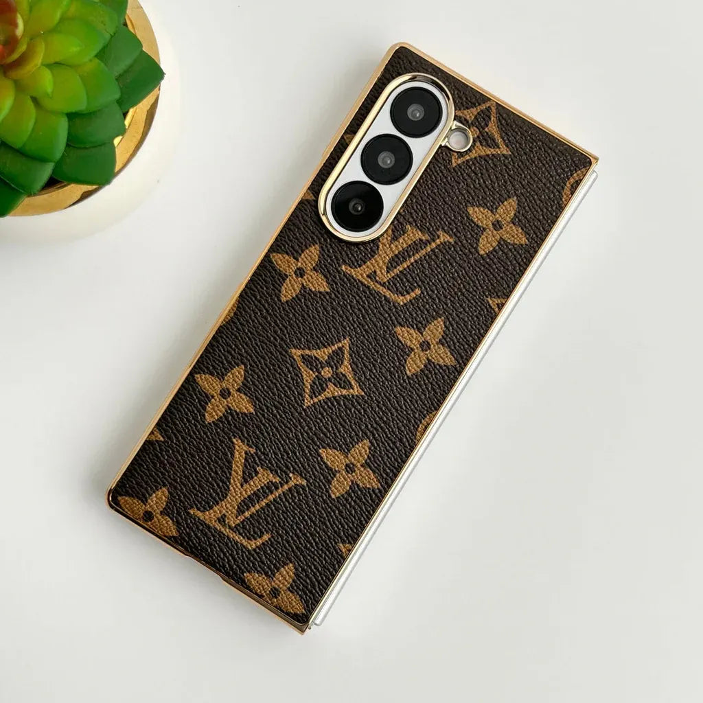 Samsung Galaxy Z Fold7 Luxury Gold Plated Leather Case