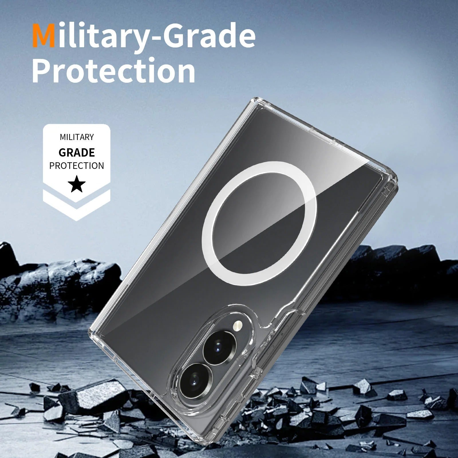 Samsung Z Fold8 Cristal Clear Anti-Yellowing Magnetic Magsafe Case with Hinge Protection - Clear
