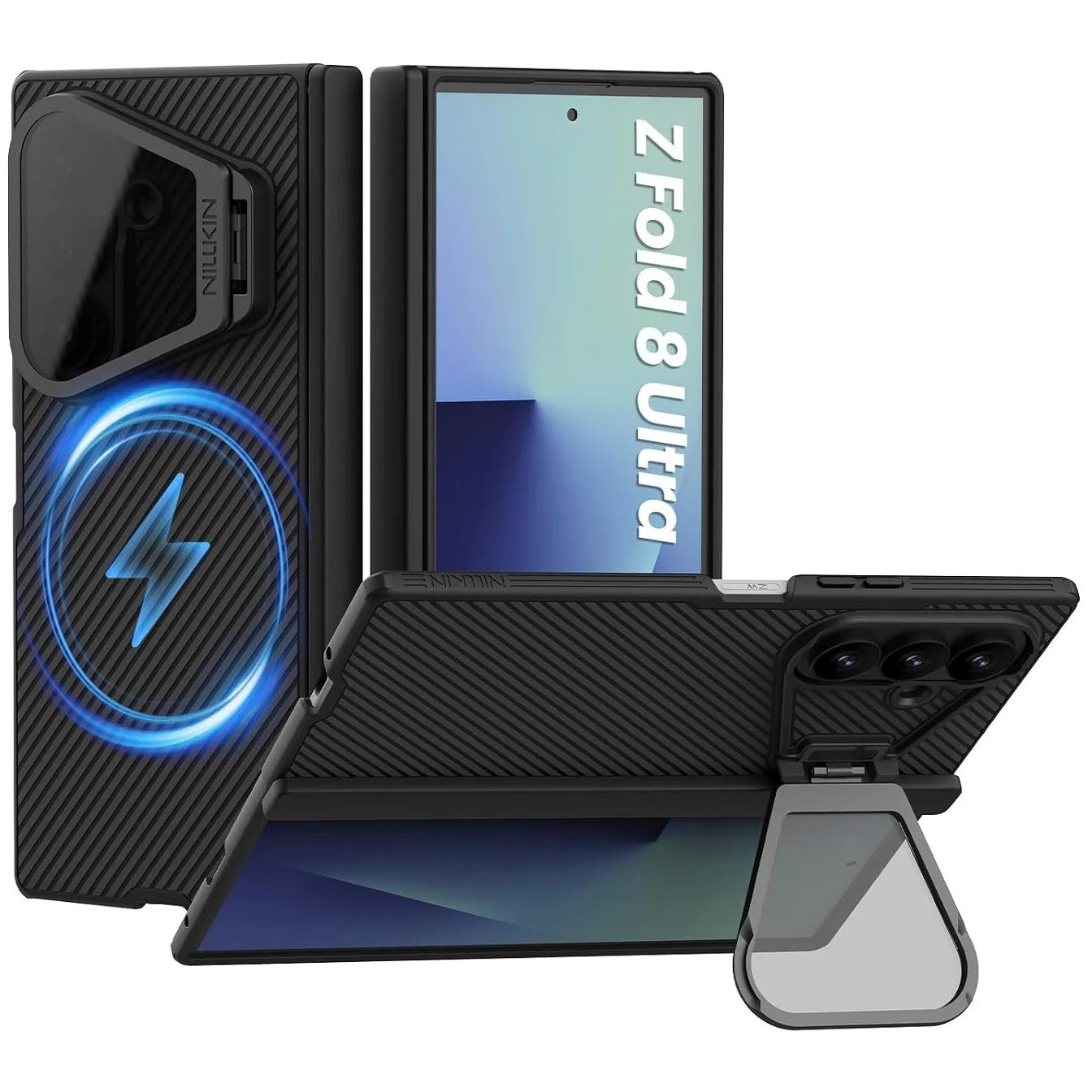 Samsung Galaxy Z Fold8 Ultra Nillkin CamShield Prop Case with Metal Camera Kickstand & MagSafe – Black