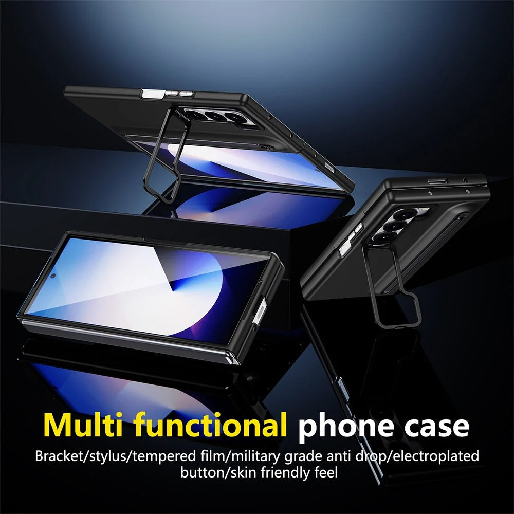 Samsung Galaxy Z Fold7 Skin Feel Case with Metal Stand, S Pen & Front Glass