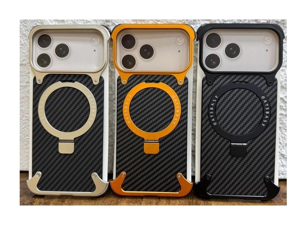 iPhone 17 Pro Max Metal Carbon Case with Stand and Magsafe