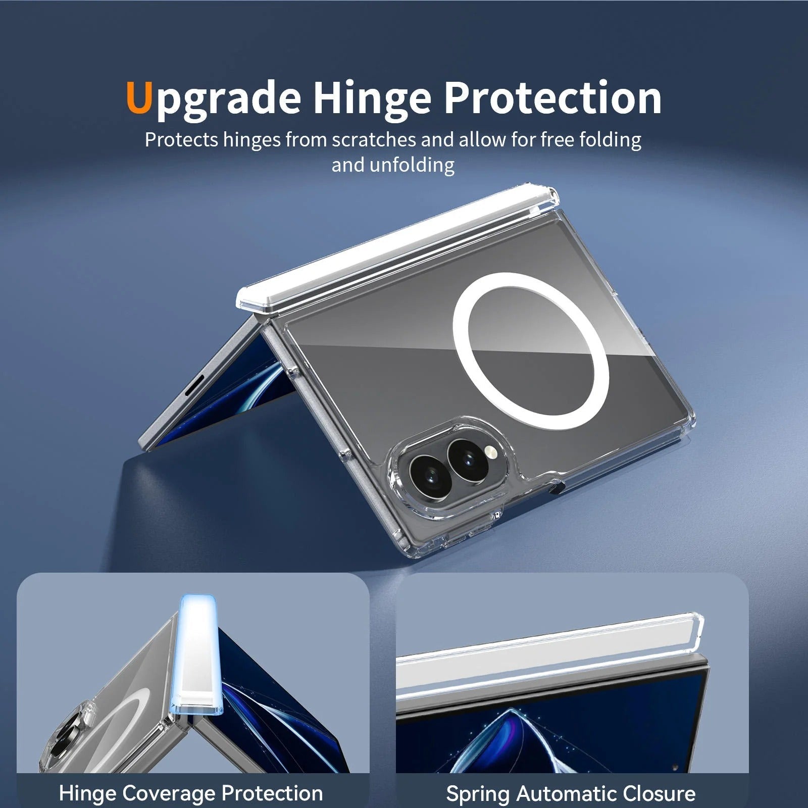 Samsung Z Fold8 Cristal Clear Anti-Yellowing Magnetic Magsafe Case with Hinge Protection - Clear