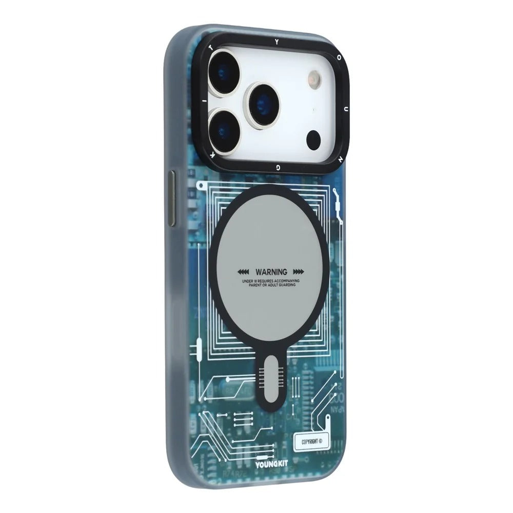 iPhone 17 Pro Max YOUNGKIT Case, Technology Series Matte Finish Magsafe Back Cover - Blue