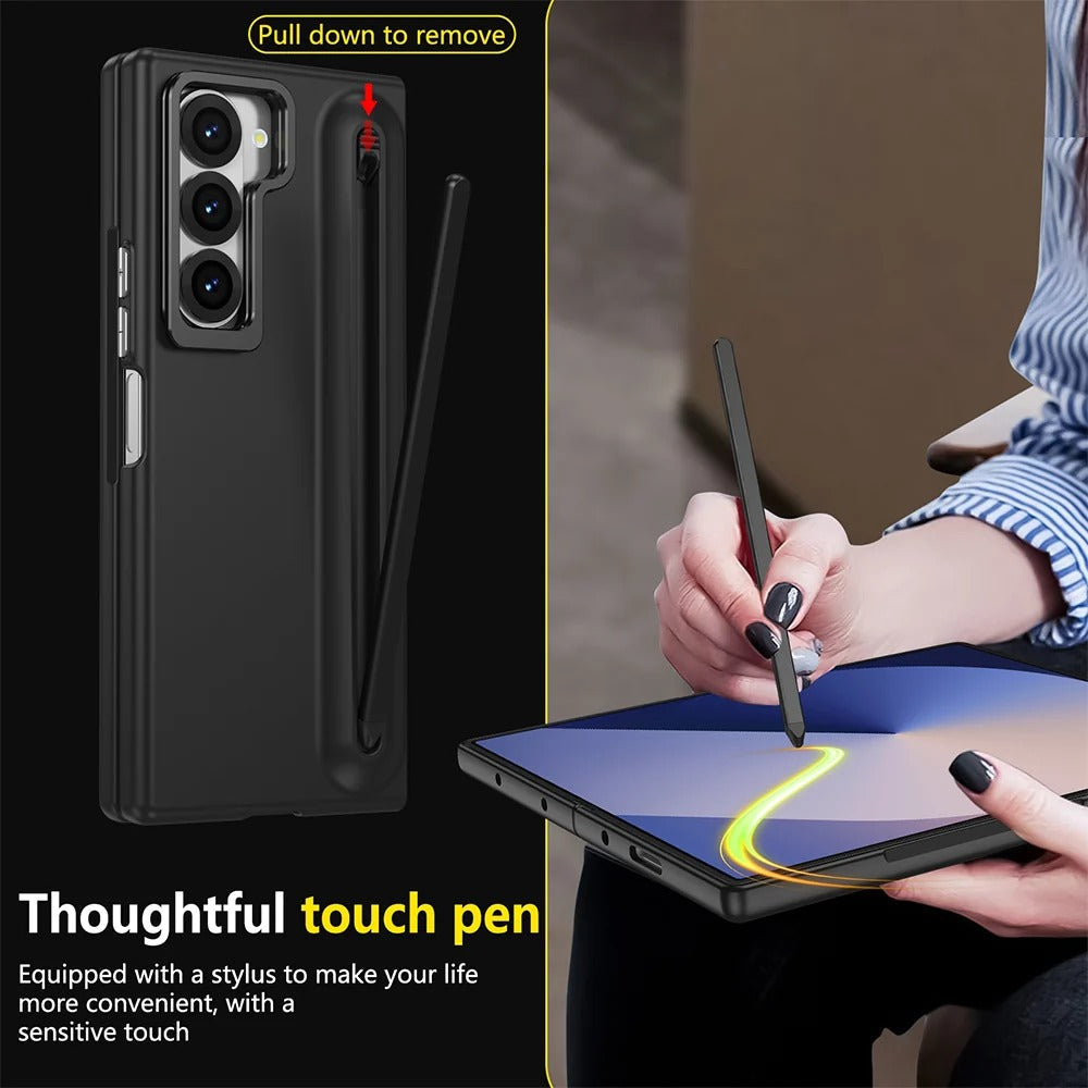 Samsung Galaxy Z Fold7 Skin Feel Case with Metal Stand, S Pen & Front Glass