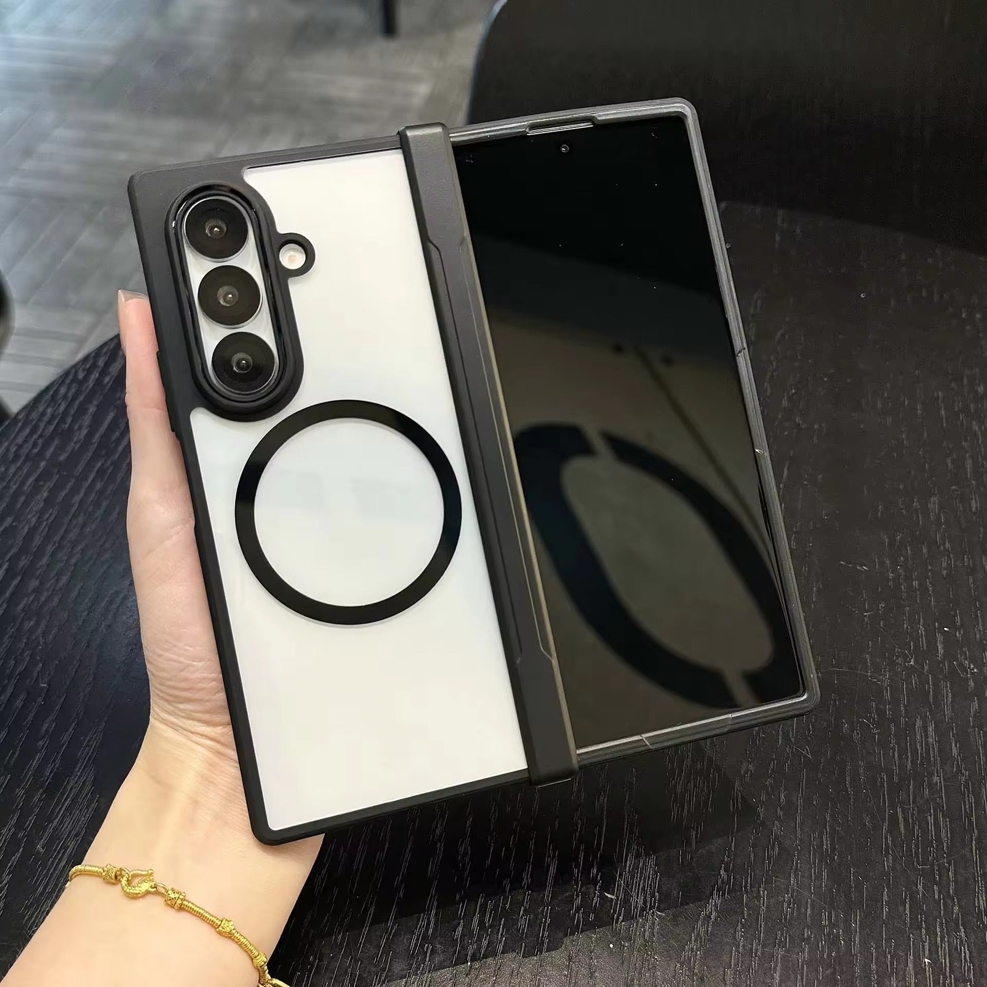 Samsung Galaxy Z Fold7 Shockproof Case with Front Glass and Hinge Protection with Magsafe - Clear