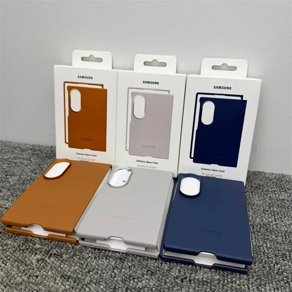 Samsung Z Fold8 Leather Case, Kindsuit Slim Leather Back Cover - Dark Gray