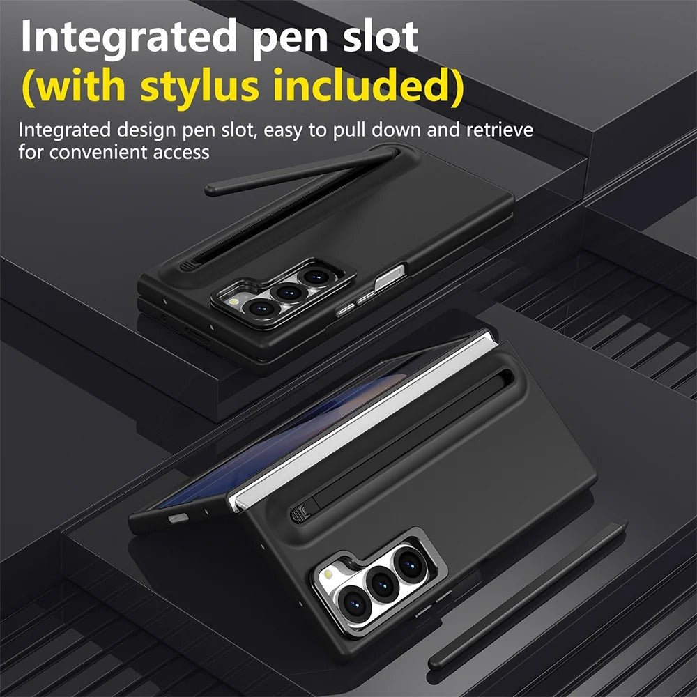 Samsung Galaxy Z Fold7 Skin Feel Case with Metal Stand, S Pen & Front Glass