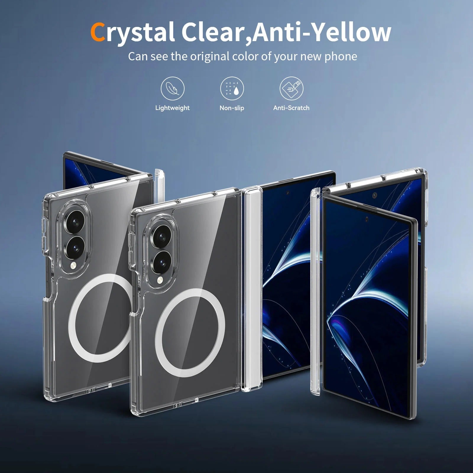 Samsung Z Fold8 Cristal Clear Anti-Yellowing Magnetic Magsafe Case with Hinge Protection - Clear
