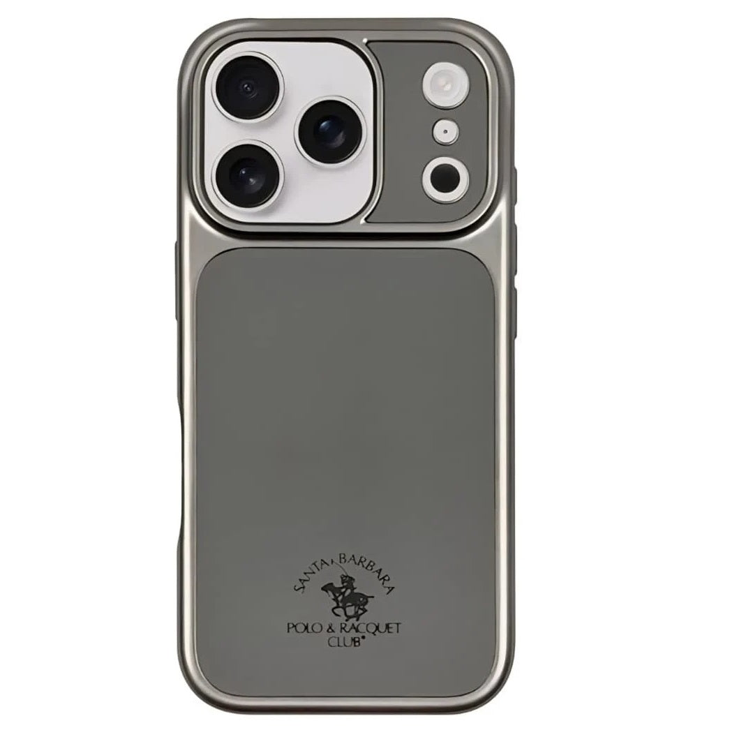 iPhone 17 Pro Max Leather Case, Original Santa Barbara Lucas Series Leather Back Cover - Gray