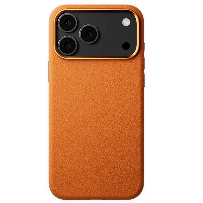 iPhone 17 Pro Business Style Leather Case with Camera Control Button - Orange