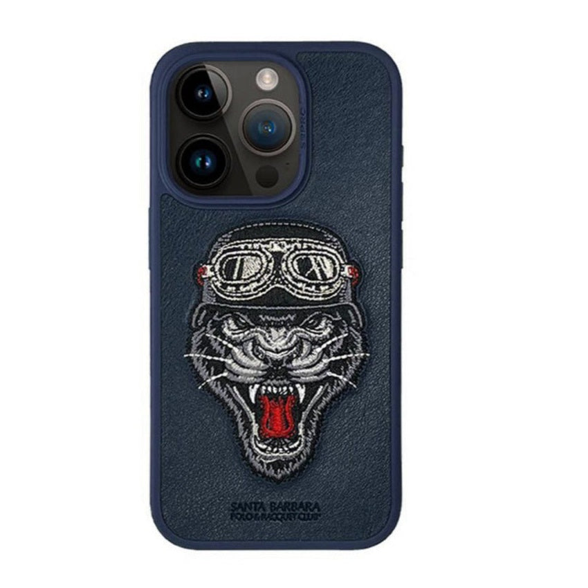 iPhone 15 Pro Max Santa Barbara Patti Series Leather Case - Blue