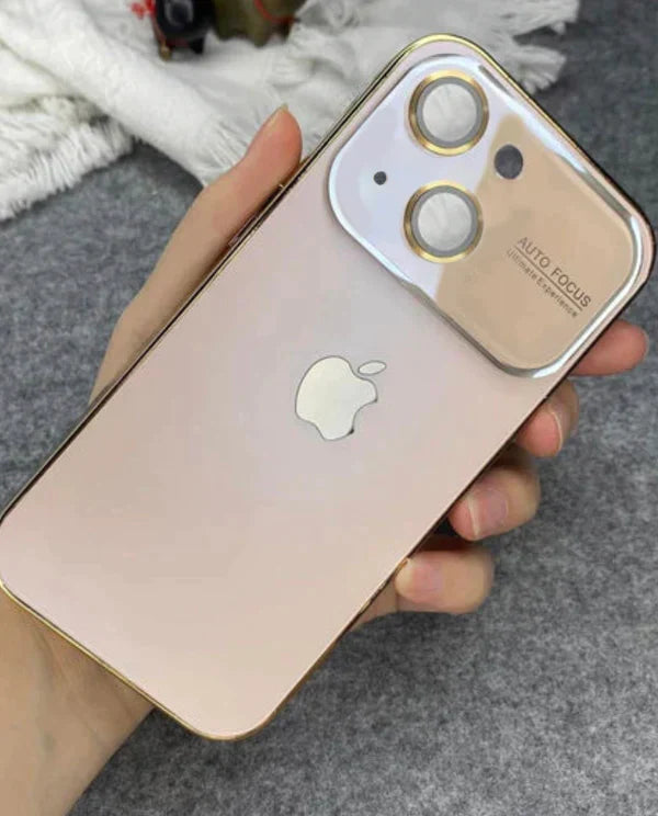 iPhone 13 Full Lens Glass Case-Gold