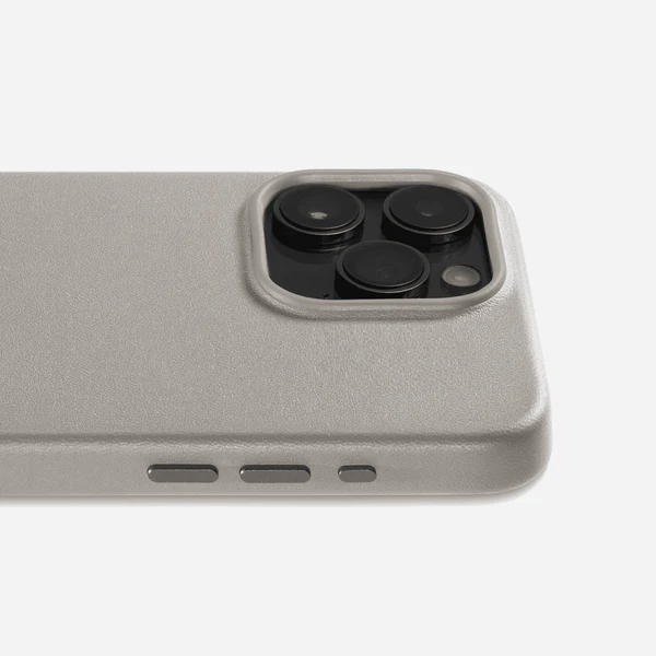 iPhone 15 Leather Magsafe Case With IC Working- Titanium