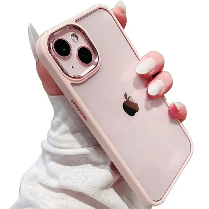 iPhone 14 Soft Hybrid Transparent Metal Camera Protection Case