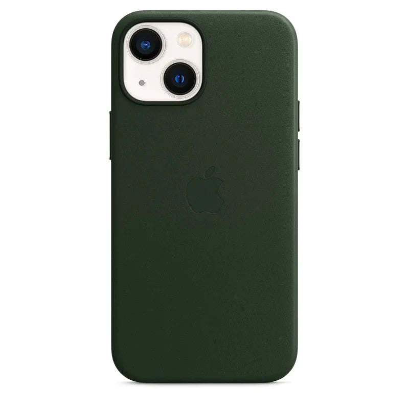 iPhone 15 Leather Magsafe Case With IC Working - Green