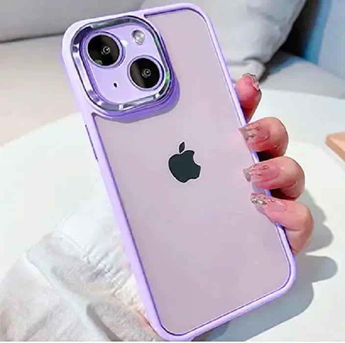 iPhone 14 Soft Hybrid Transparent Metal Camera Protection Case