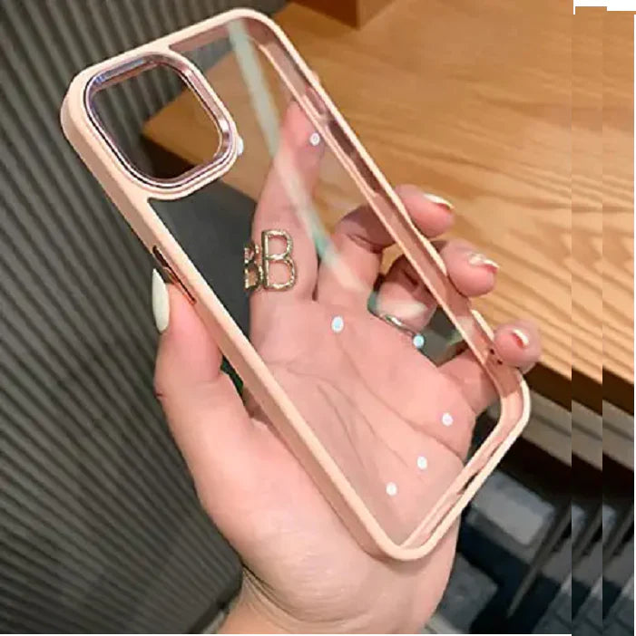 iPhone 14 Soft Hybrid Transparent Metal Camera Protection Case