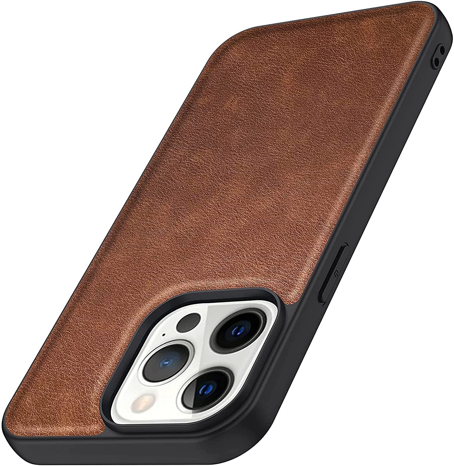 iPhone 13 Pro Max Premium Leather Case with Soft Edges Shockproof Cover- Brown