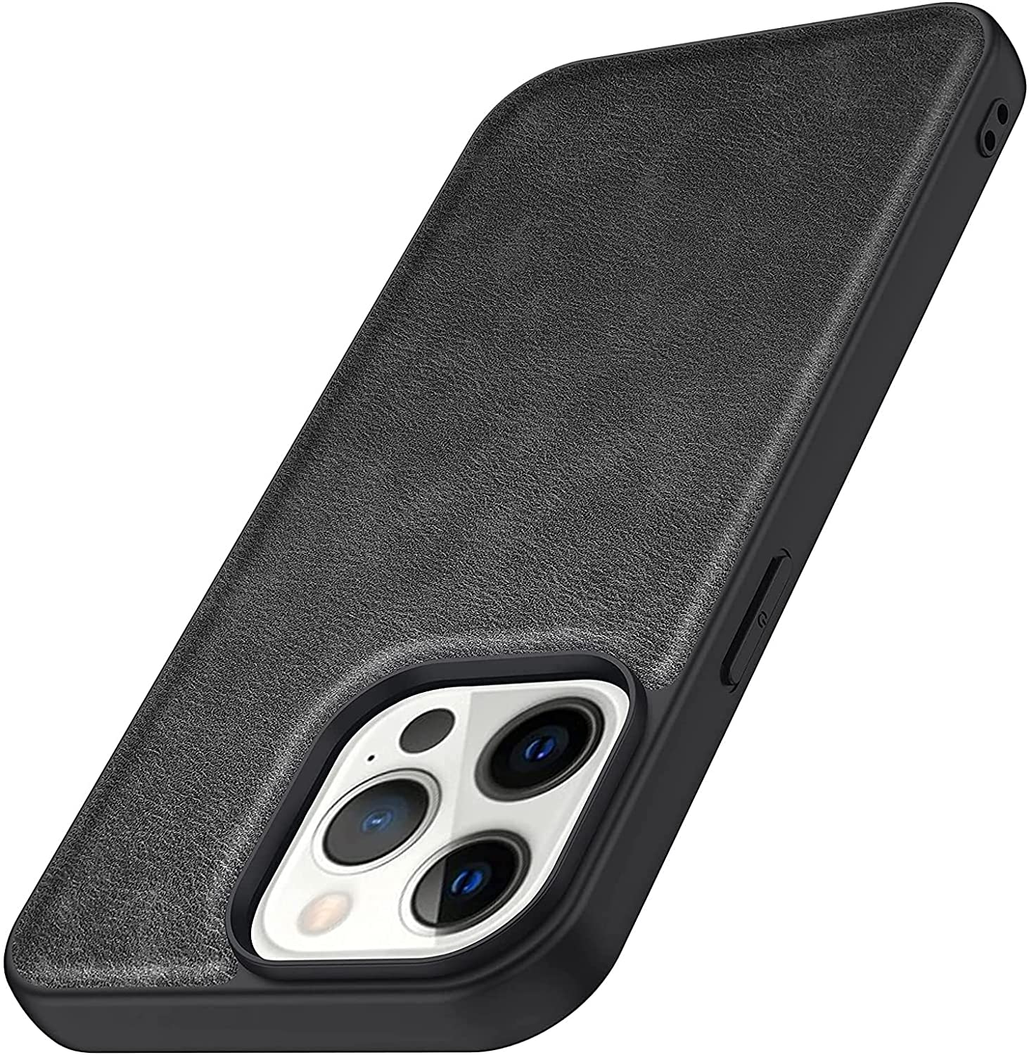 iPhone 13 Pro Premium Leather Case with Soft Edges Shockproof Cover - Black
