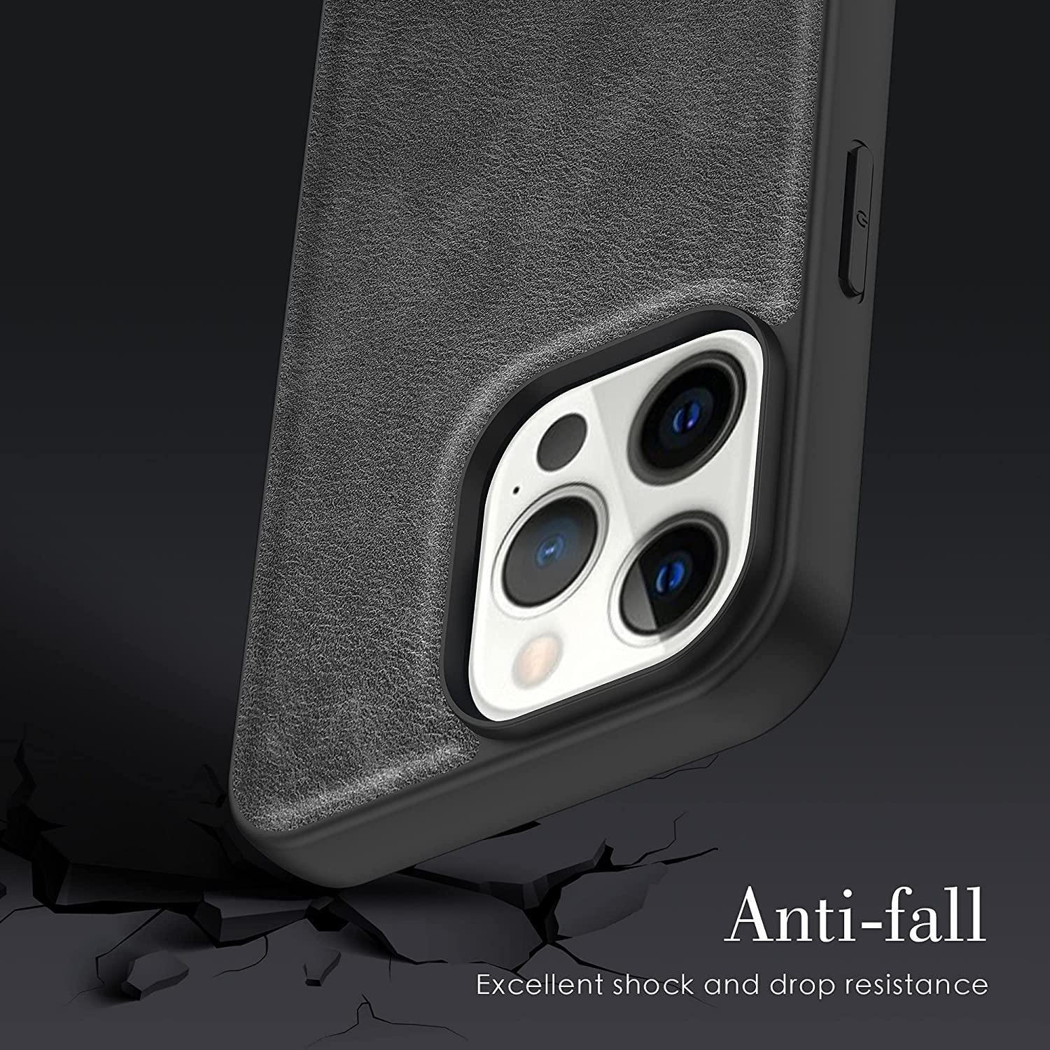 iPhone 13 Pro Premium Leather Case with Soft Edges Shockproof Cover - Black