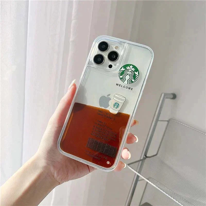 iPhone 14 Pro Max Starbucks Coffee Case with Floating Cup - Caramel
