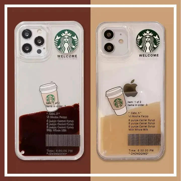 iPhone 14 Pro Max Starbucks Coffee Case with Floating Cup - Caramel