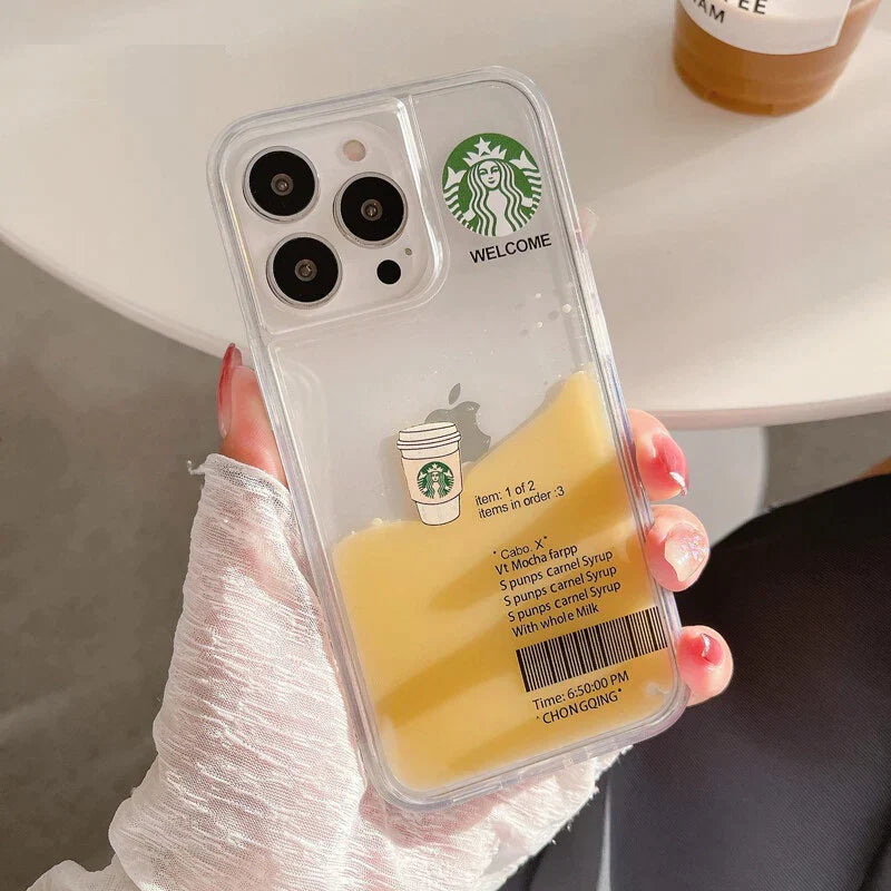 iPhone 14 Pro Max Starbucks Coffee Case with Floating Cup - Caramel