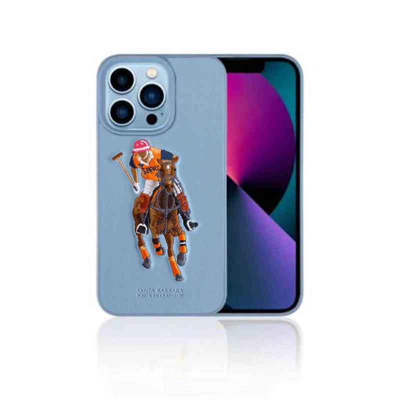 iPhone 13 Luxury 3D Embroided Polo Jockey Series Woven Leather Case