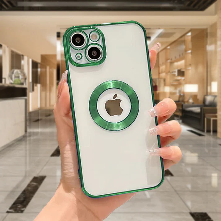 iPhone 14 Transparent Electroplating Case with Camera Protection - Green