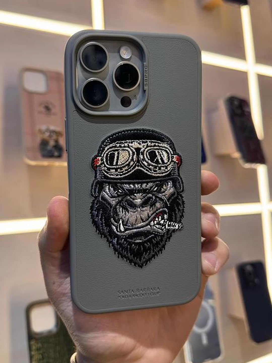 iPhone 15 Pro PATTI Series Genuine Santa Barbara Leather Case - Smoker/Thinker/Skull