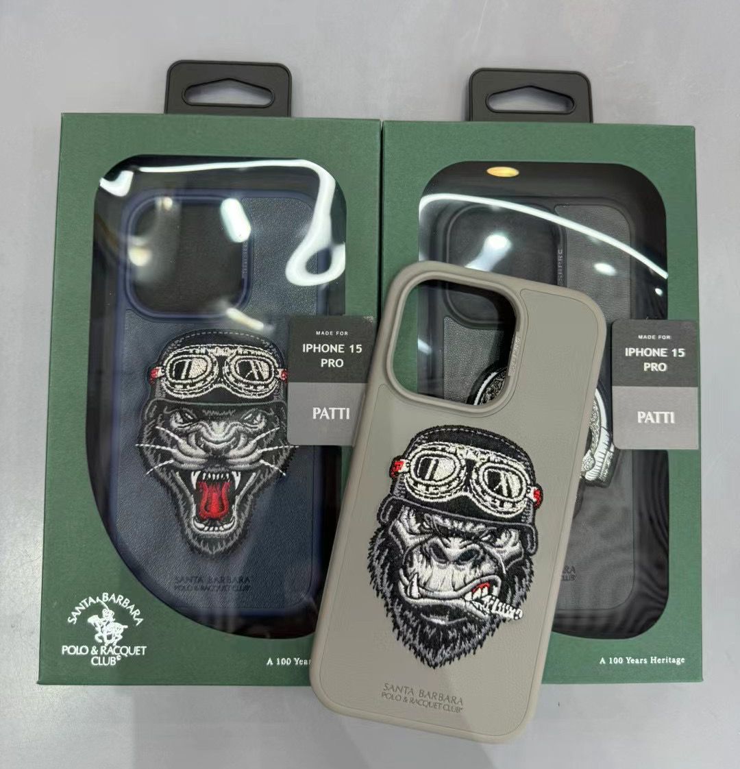 iPhone 15 Pro PATTI Series Genuine Santa Barbara Leather Case - Smoker/Thinker/Skull