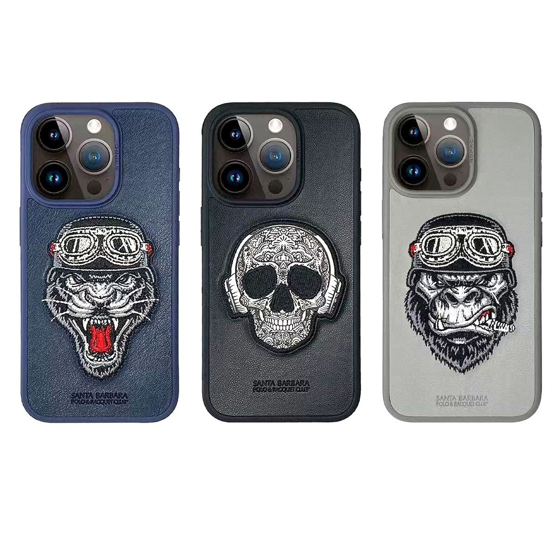 iPhone 15 Pro PATTI Series Genuine Santa Barbara Leather Case - Smoker/Thinker/Skull