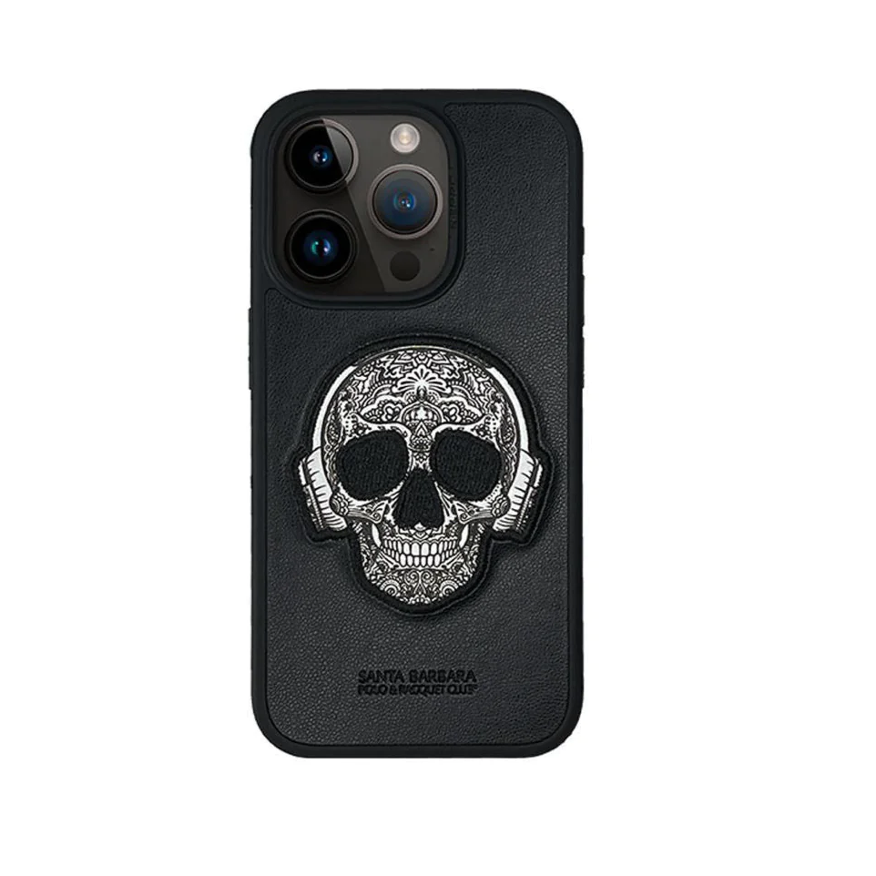 iPhone 15 Pro PATTI Series Genuine Santa Barbara Leather Case - Smoker/Thinker/Skull