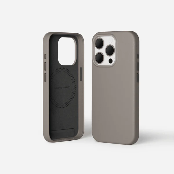 iPhone 15 Leather Magsafe Case With IC Working- Titanium